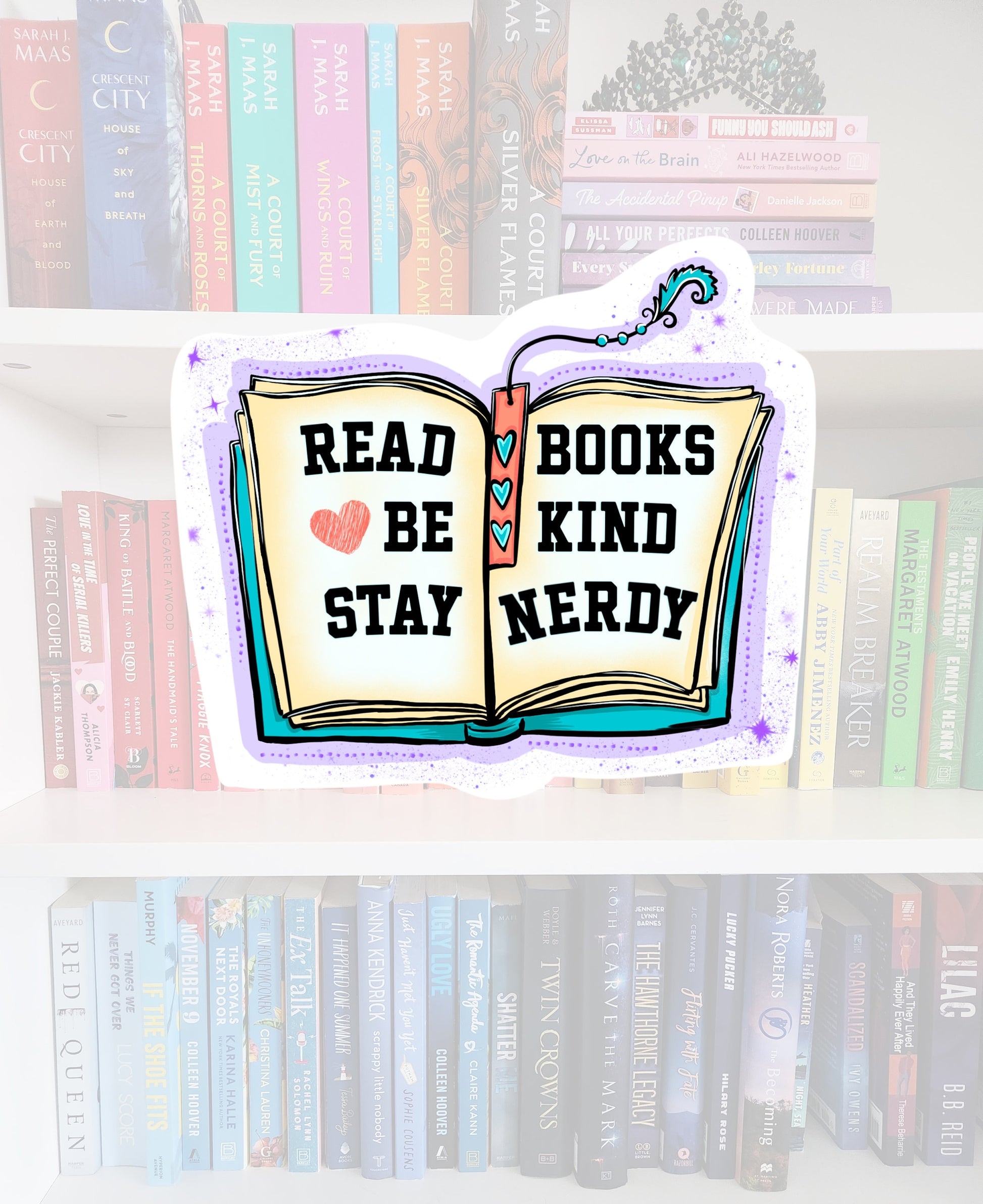 Read Books, Be kind, stay nerdy - sticker | book addict | reader | water resistant | bookish gifts | books | bookish | kindle sticker