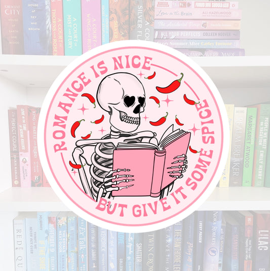 Romance is nice - bookish sticker | booktok | spicy | funny | skeleton | kindle sticker | laptop | water resistant | bookish gifts