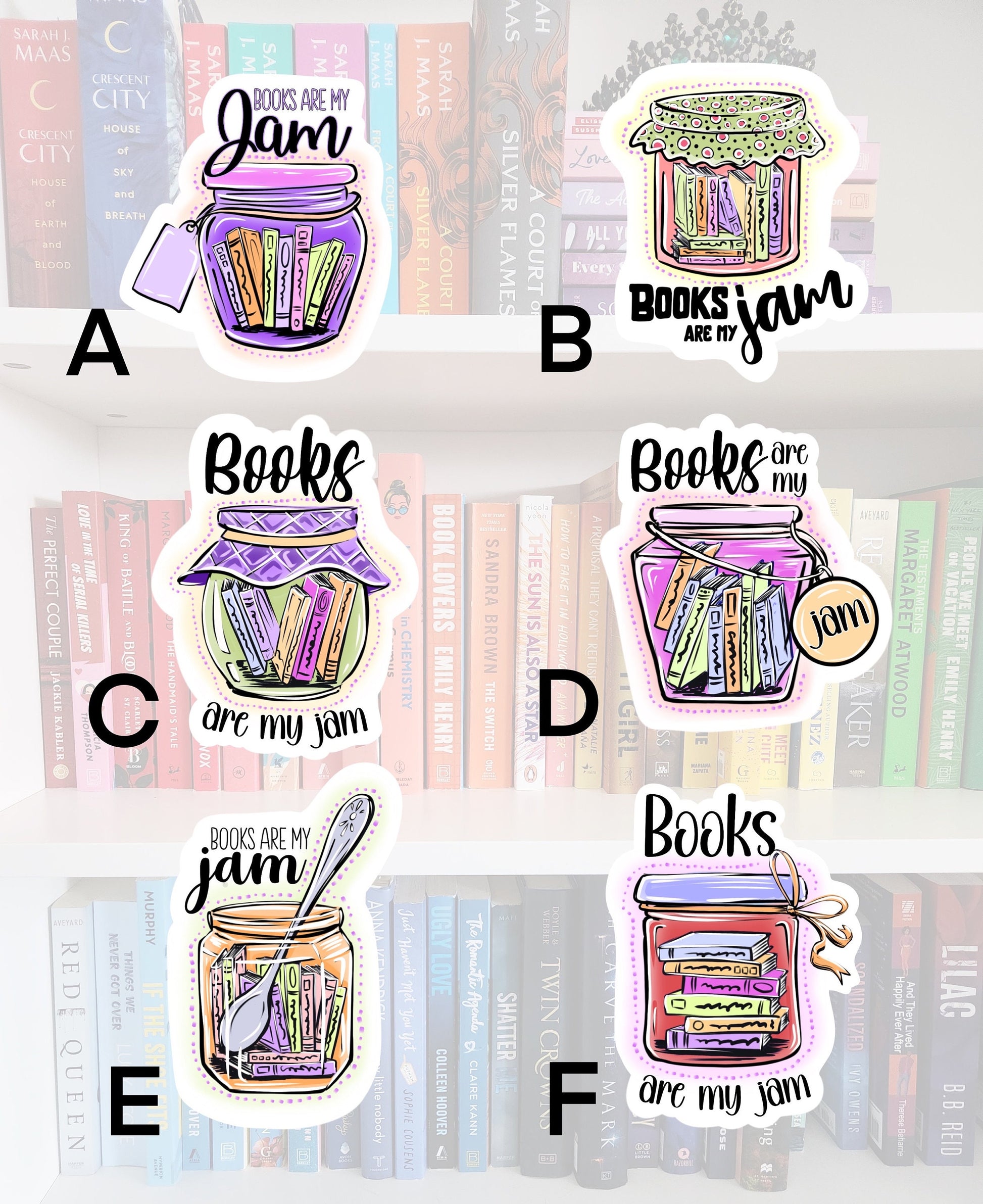 Books are my jam | bookish gifts | book addict | jam jar | bookish stickers | laptop sticker | booktok | water resistant | kindle stickers
