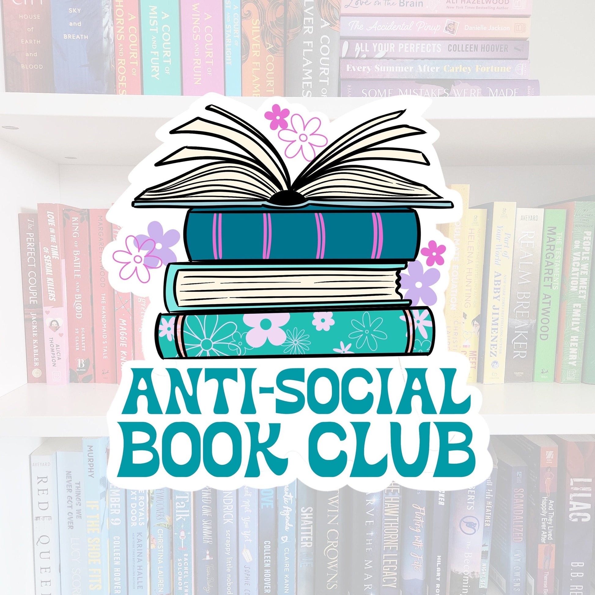 Anti-social book club - bookish stickers / booktok / e-reader / reader / water resistant | bookish gifts | kindle stickers | laptop sticker