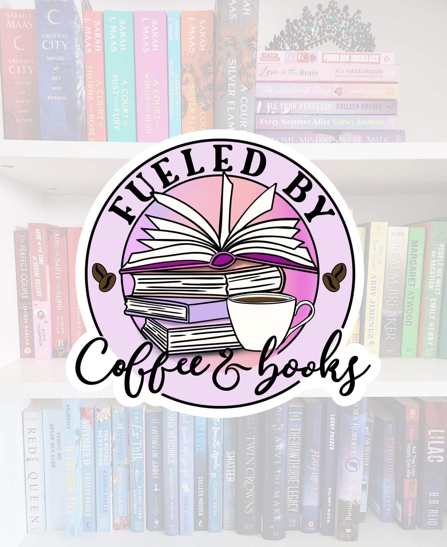 Fueled by Coffee & Books - bookish stickers / booktok / book addict / whimsy / reader / water resistant | bookish gifts
