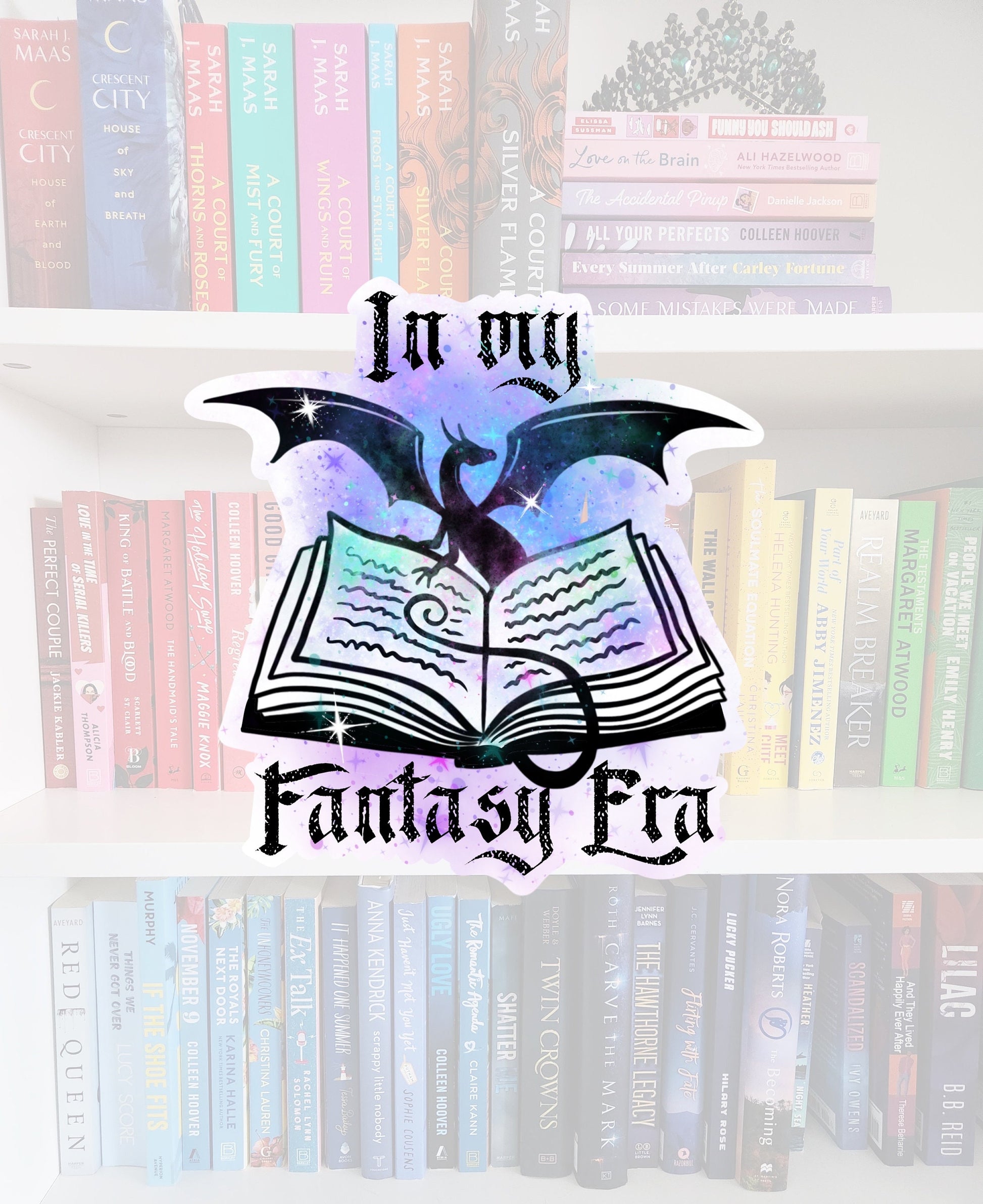 In My Fantasy Era - Vinyl sticker | book dragon | whimsical dragon | bookish stickers | reader | laptop sticker | water resistant