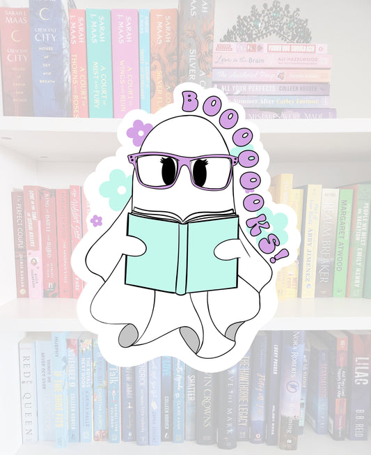 Bookish Ghost - sticker / booktok / book addict / whimsy / reader / water resistant | bookish gifts