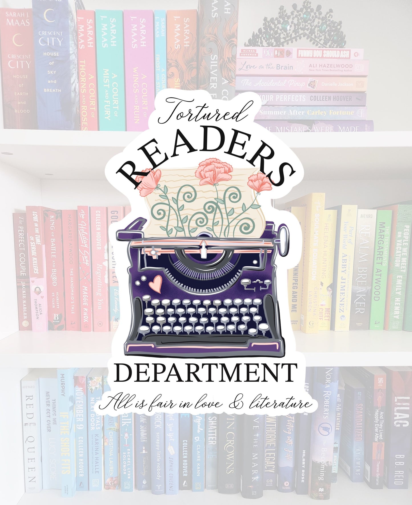 Tortured Readers Department - STICKER | bookish stickers | booktok | reader | bookaddict | typewriter | reader | kindle sticker