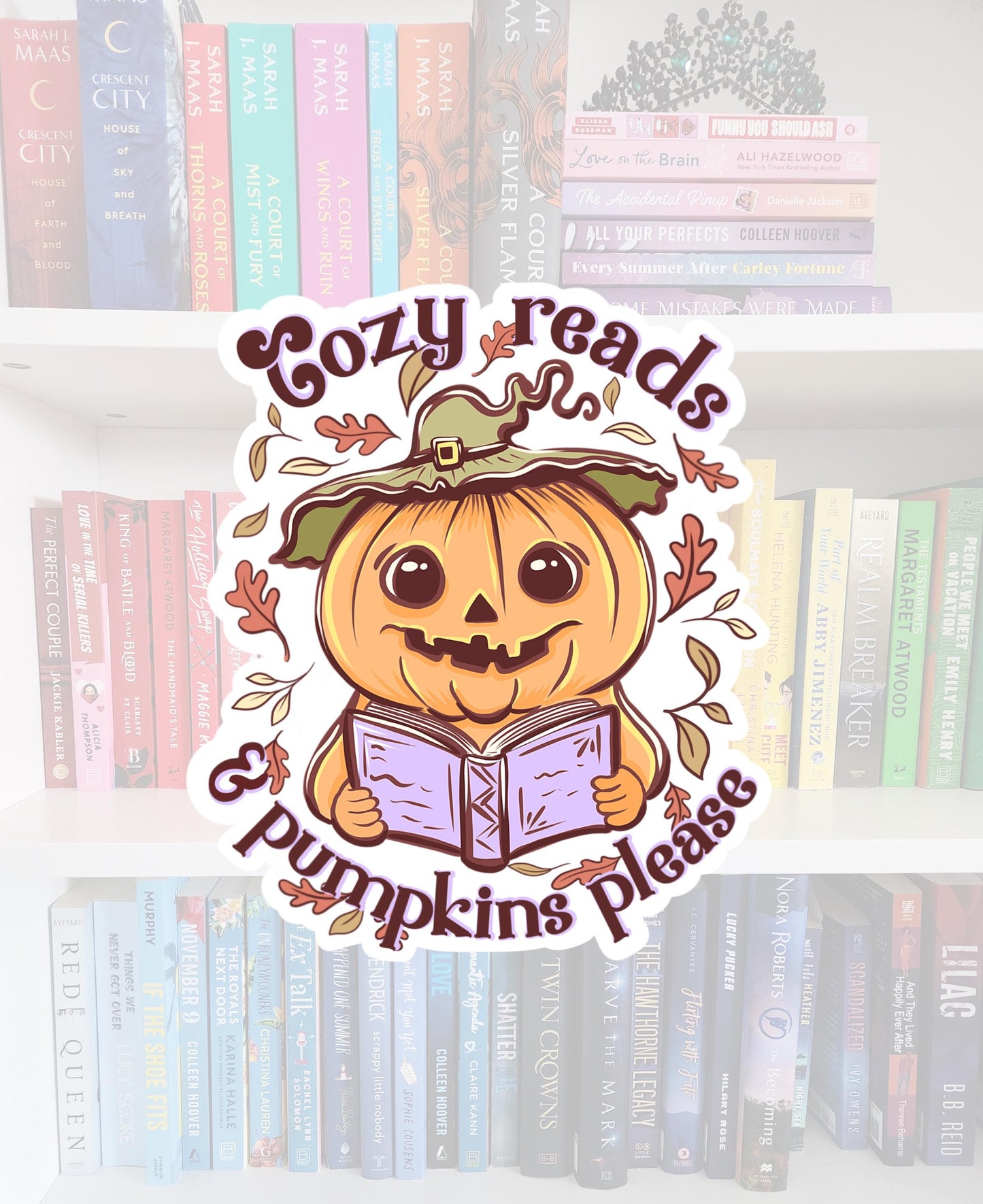 Cozy reads and pumpkins please - spooky season stickers / booktok / book addict / whimsy / reader / water resistant | bookish gifts