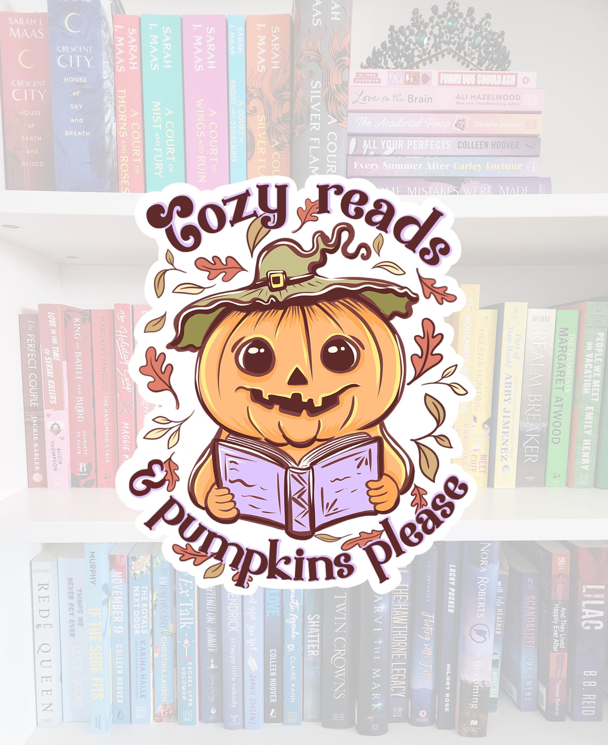 Cozy reads and pumpkins please - spooky season stickers / booktok / book addict / whimsy / reader / water resistant | bookish gifts