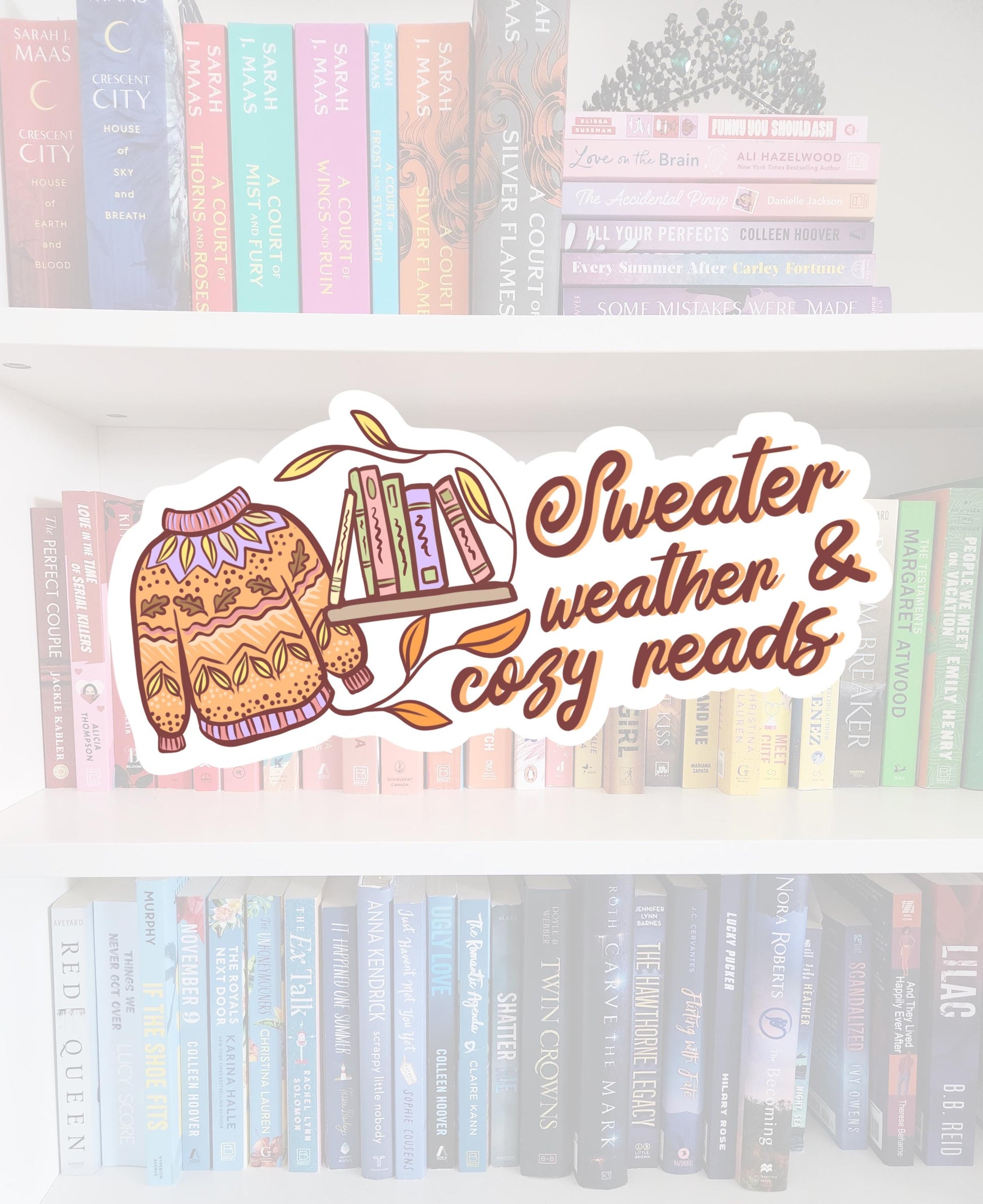 Sweater weather and cozy reads - spooky season stickers / booktok / book addict / whimsy / reader / water resistant | bookish gifts