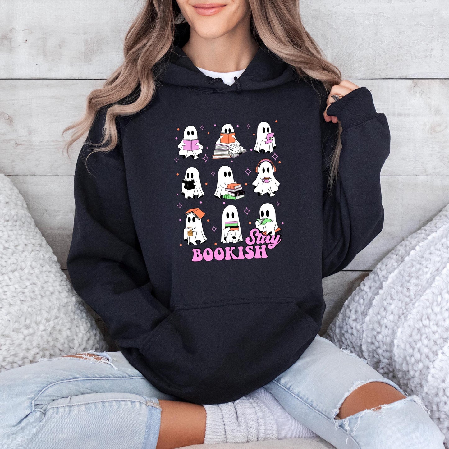 Stay bookish ghosty hoodie | Reading Shirt | Clothing | bookish gifts | sweater | bookish merch | ghosts | bookstagram | sweater