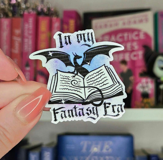In My Fantasy Era - Vinyl sticker | book dragon | whimsical dragon | bookish stickers | reader | laptop sticker | water resistant
