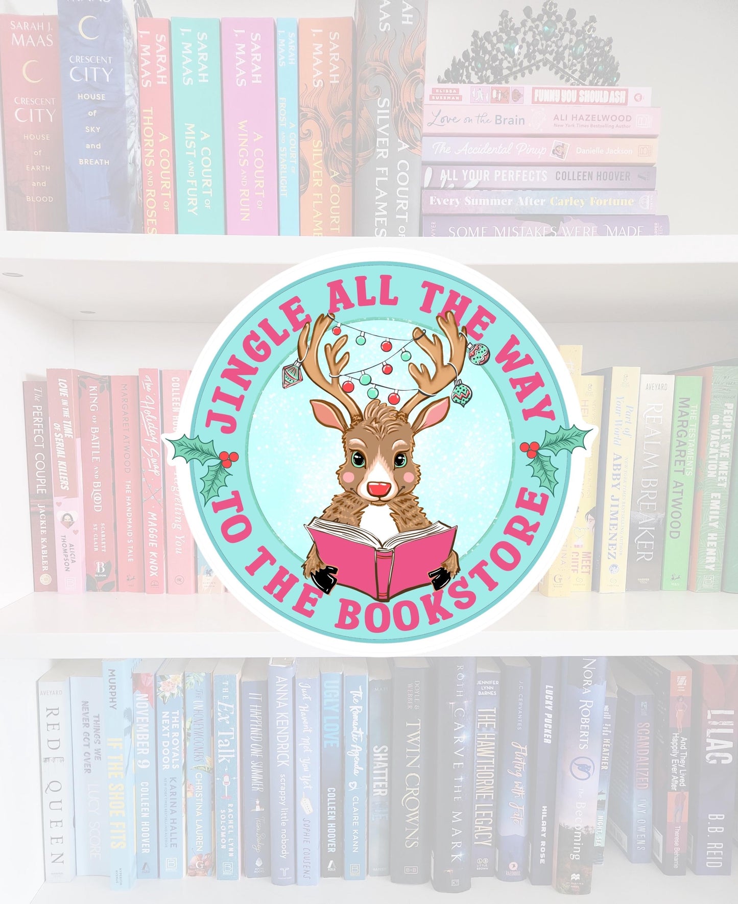 Jingle all the way .. to the bookstore- STICKER | bookish | booktok | reader | bookaddict | booktok | bookish gifts | holiday | Christmas