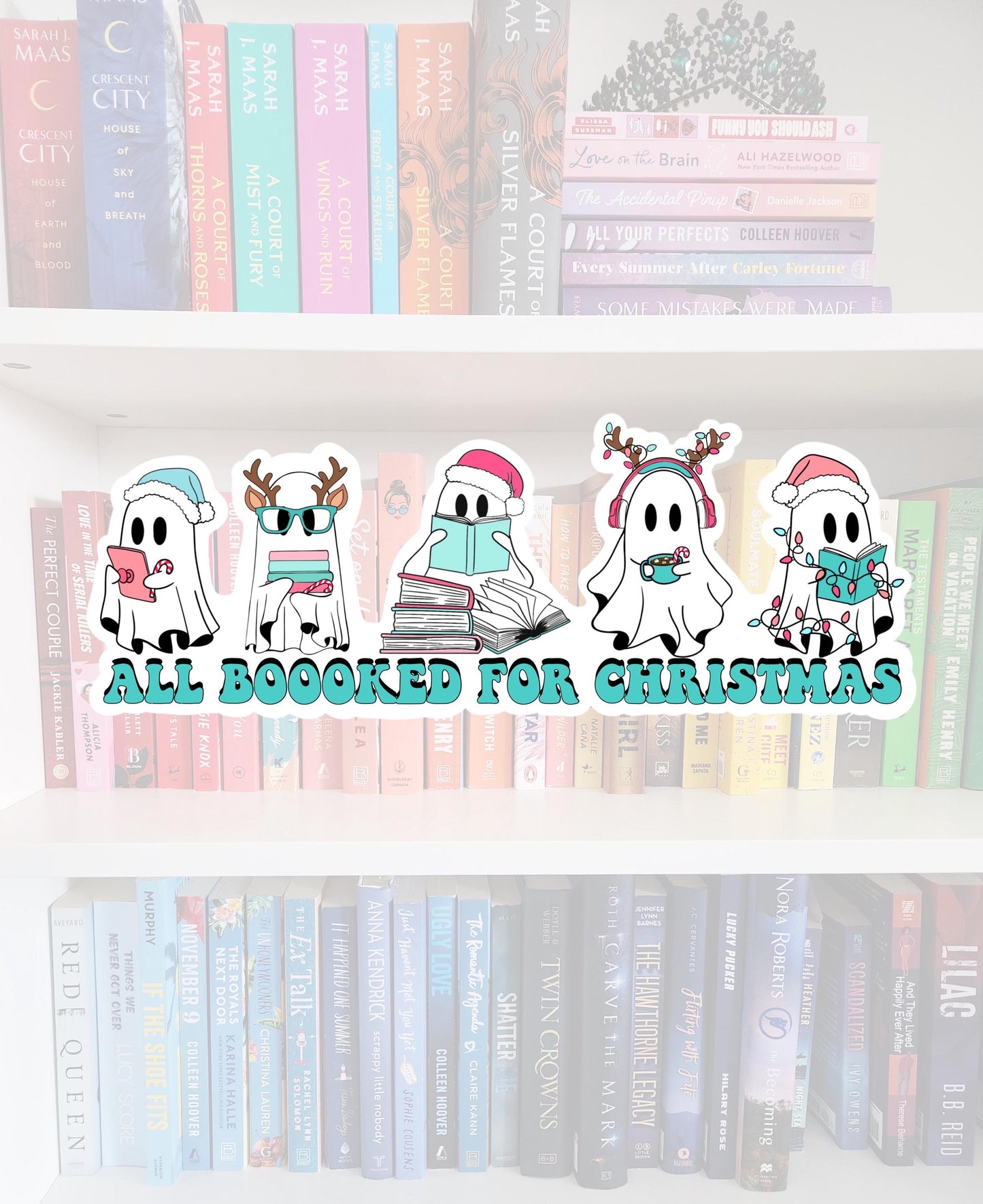 Bookish Ghost Christmas Sticker – Holiday Reader Gift