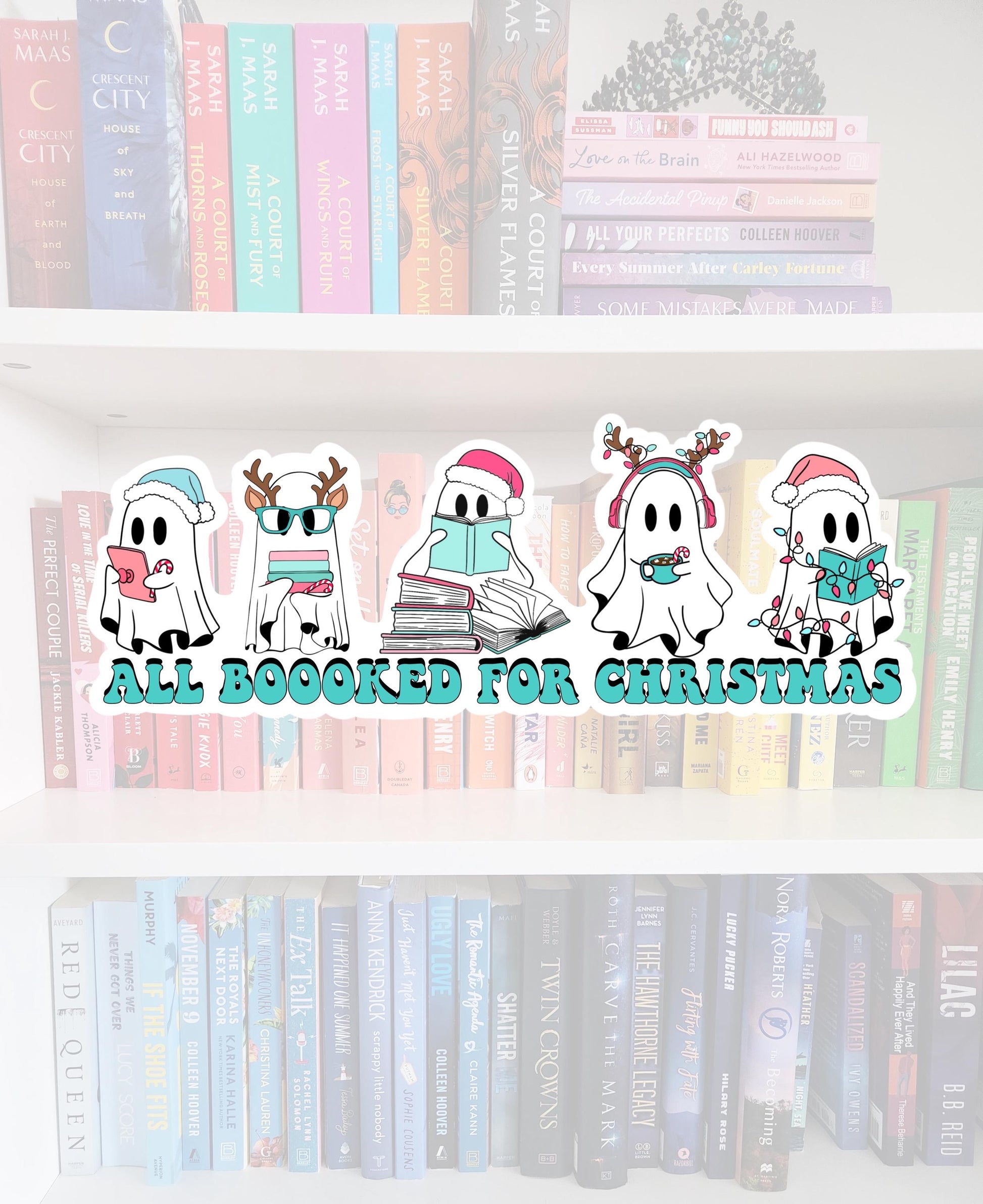 Bookish Ghost Christmas Sticker – Holiday Reader Gift