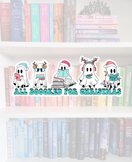Bookish Ghost Christmas Sticker – Holiday Reader Gift