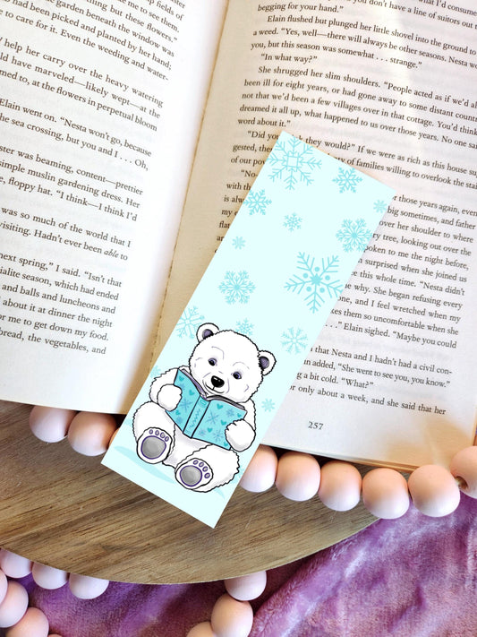 Bookish Polar bear | bookishmerch | forest | whimsy | bookish | reader | page holder | Penguin | winter | Christmas | bookish gifts
