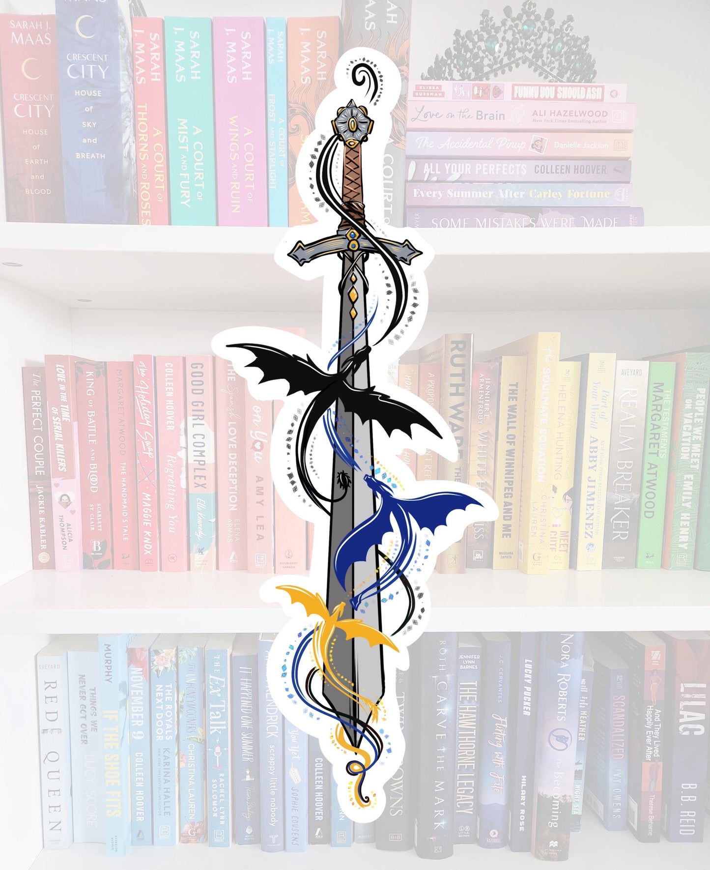 Dragons flying with sword - sticker | Fourth Wing | fantasy | reader | bookish gifts | kindle | books | e-reader | bookish