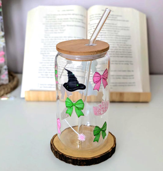 Wicked inspired - libbey glass beer can wrap | bows | bookish merch | bookish gifts | libby glass | drinkware | tumbler | iced coffee | mug