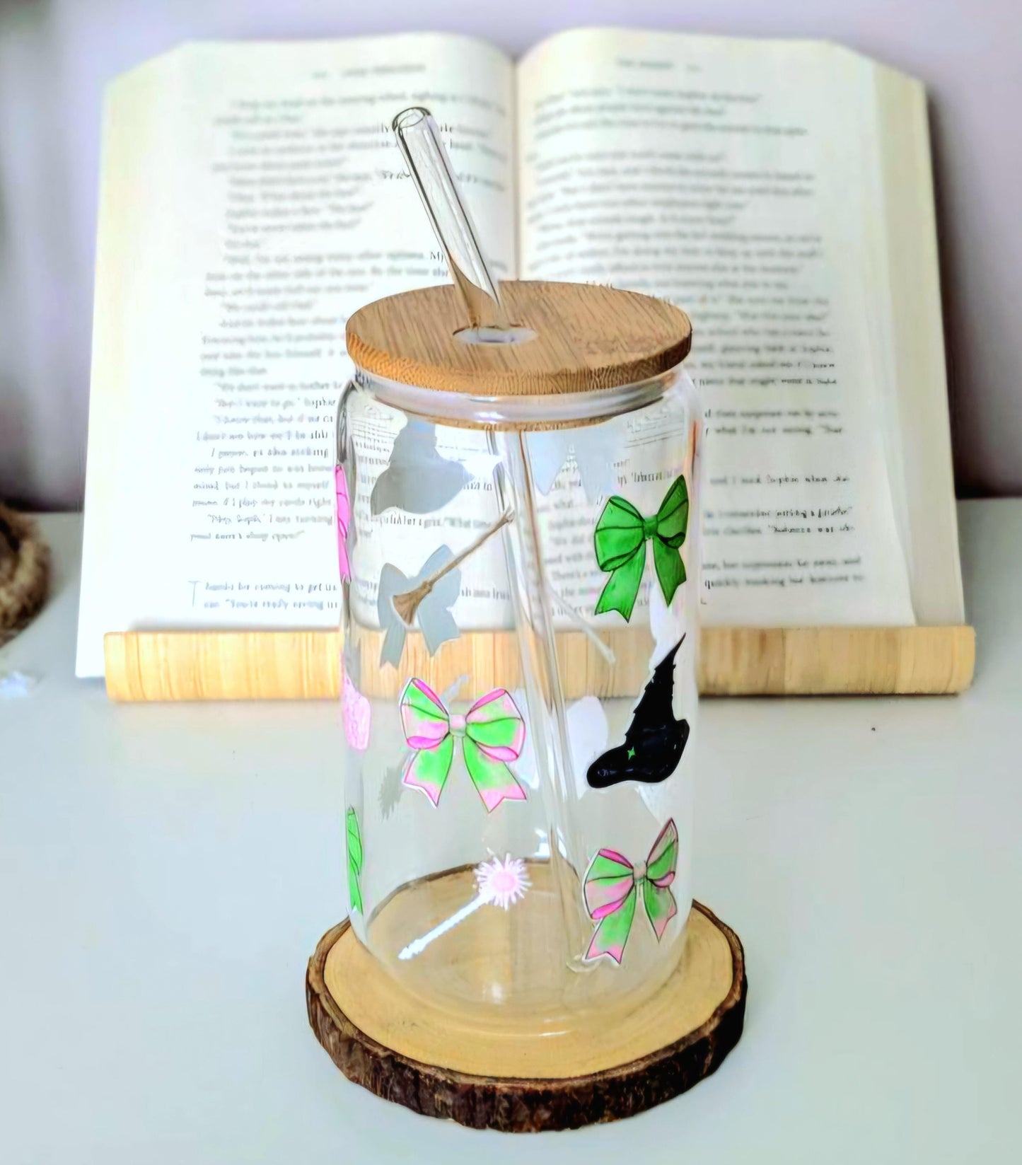 Wicked inspired - libbey glass beer can wrap | bows | bookish merch | bookish gifts | libby glass | drinkware | tumbler | iced coffee | mug