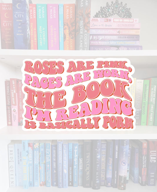 Roses are pink, pages are worn poem- bookish stickers | booktok | book addict | reader | water resistant | bookish gifts | kindle stickers