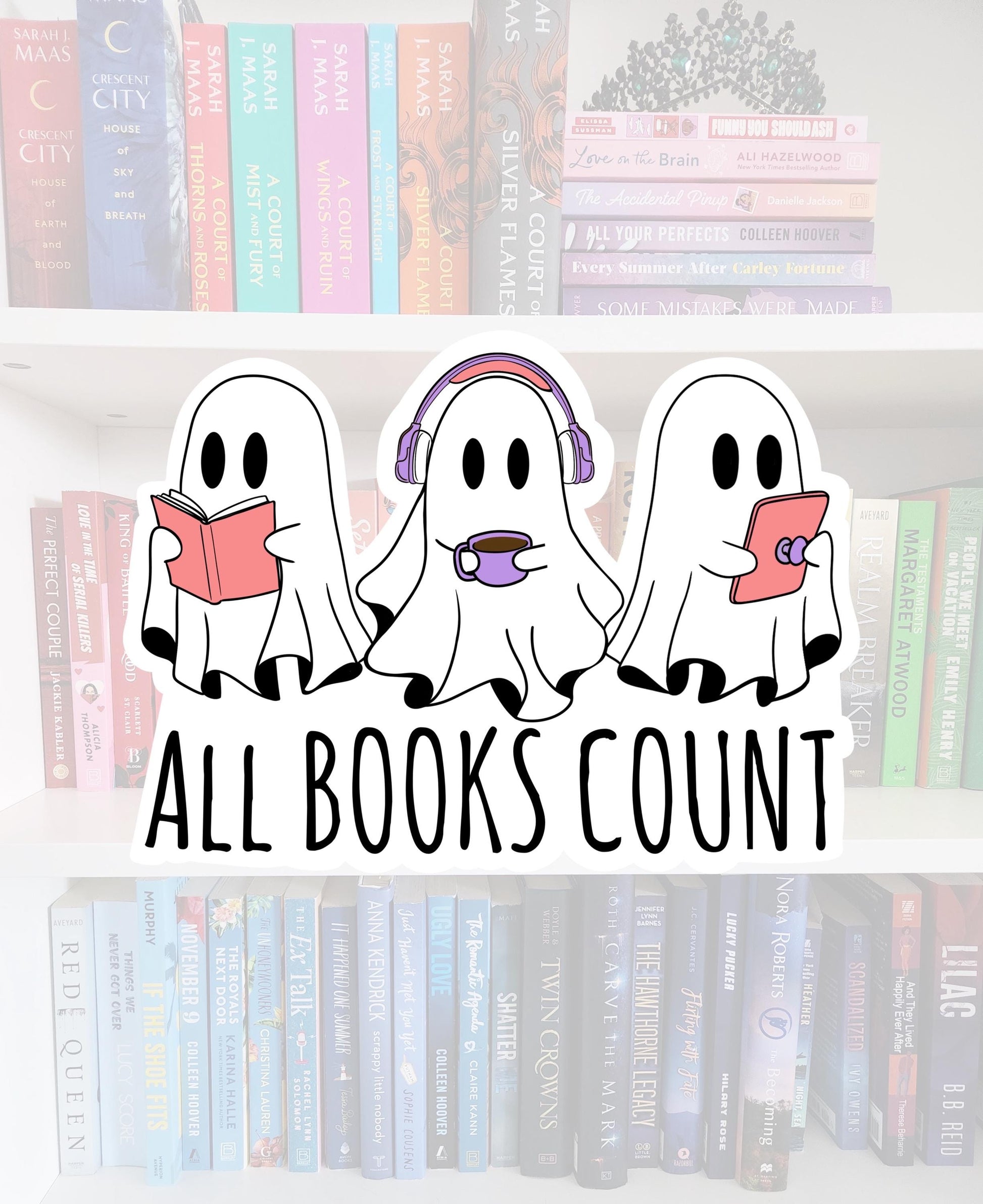 All Books Counts - bookish stickers / booktok / book addict / reader / water resistant | bookish gifts | kindle / laptop / books / worm