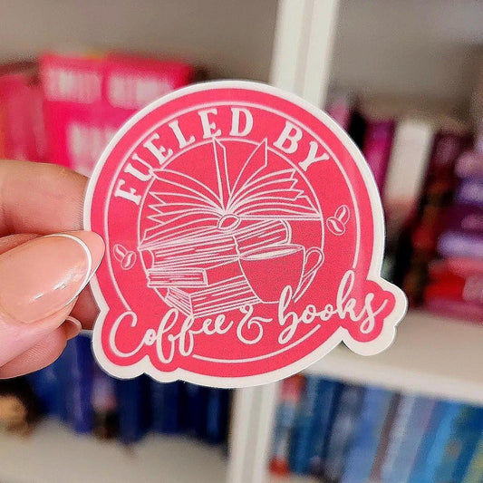 Fueled by Coffee & Books - bookish stickers / booktok / book addict / whimsy / reader / water resistant | bookish gifts