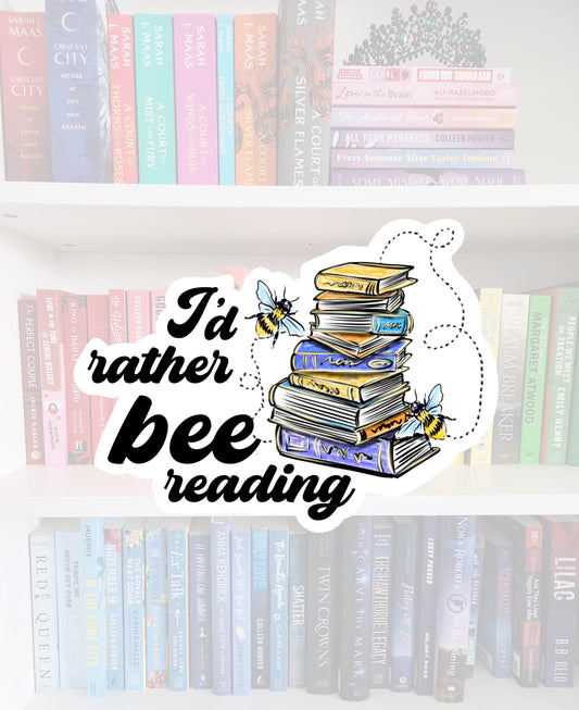 I’d rather bee reading - bookish stickers / booktok / book addict / whimsy / reader / water resistant | bookish gifts | kindle | bumble bee