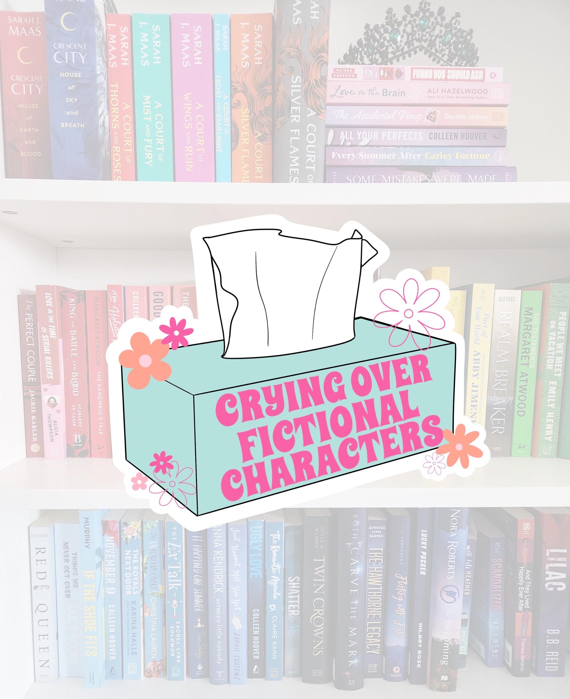 Crying Over Fictional Characters - bookish stickers | book addict | whimsy | reader | water resistant | bookish gifts | kindle stickers