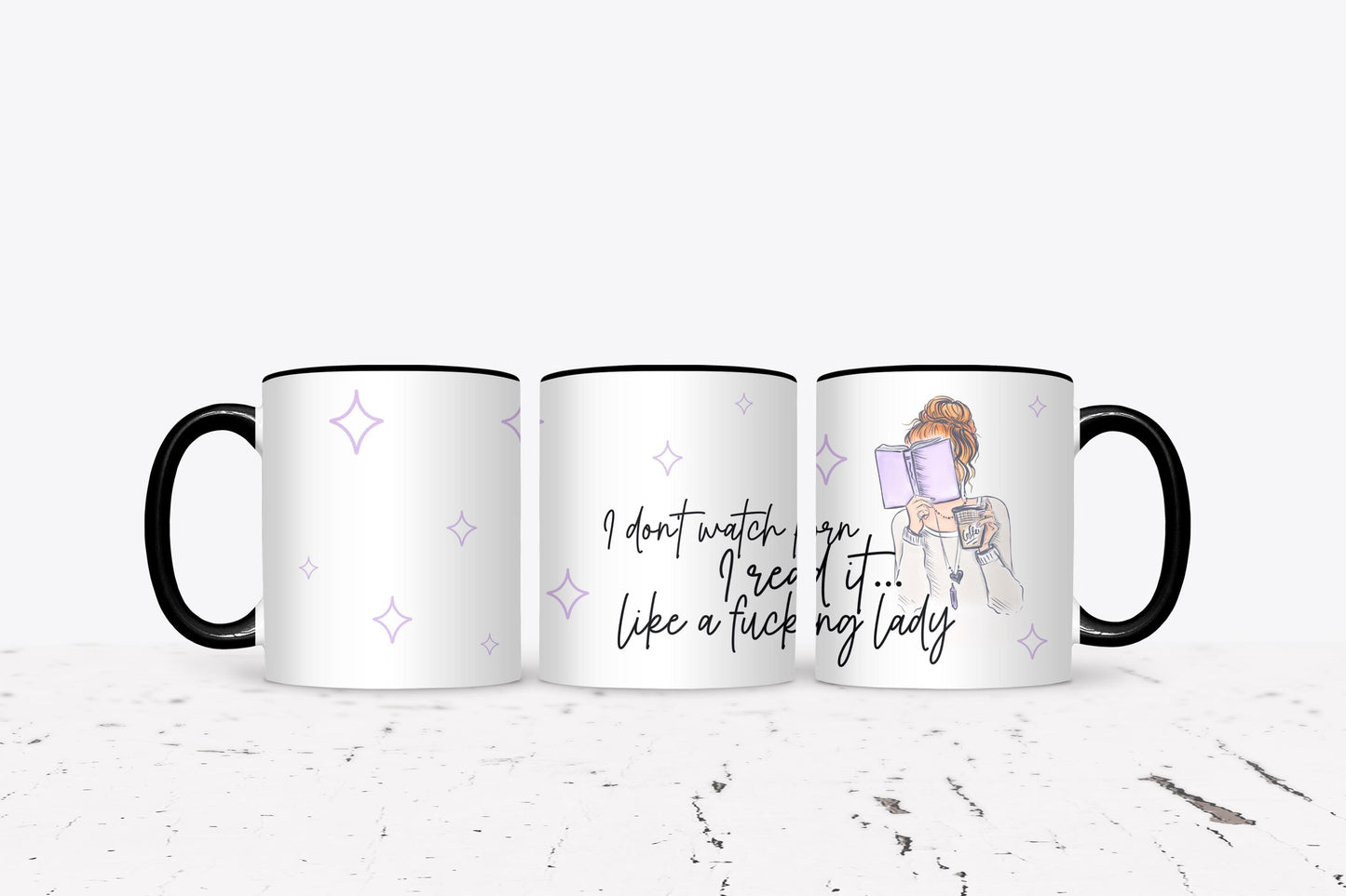 I don’t watch porn, I read it like a f**king lady- 11oz ceramic mug - bookish merch | bookish gifts | glass | drinkware | cup | coffee mug