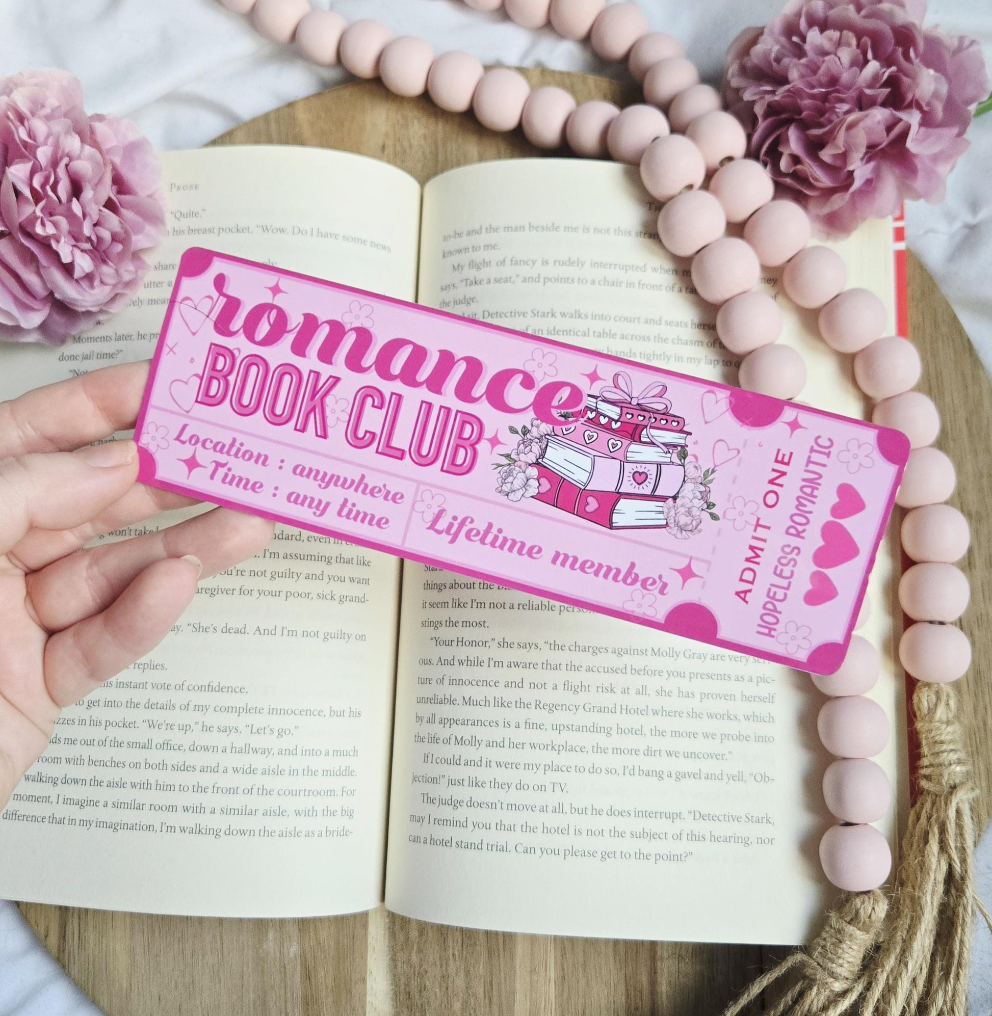 Romance Book Club ticket Bookmark | bookish | romance | page holder | bookish gifts | bookish merch | books | gifts | reader