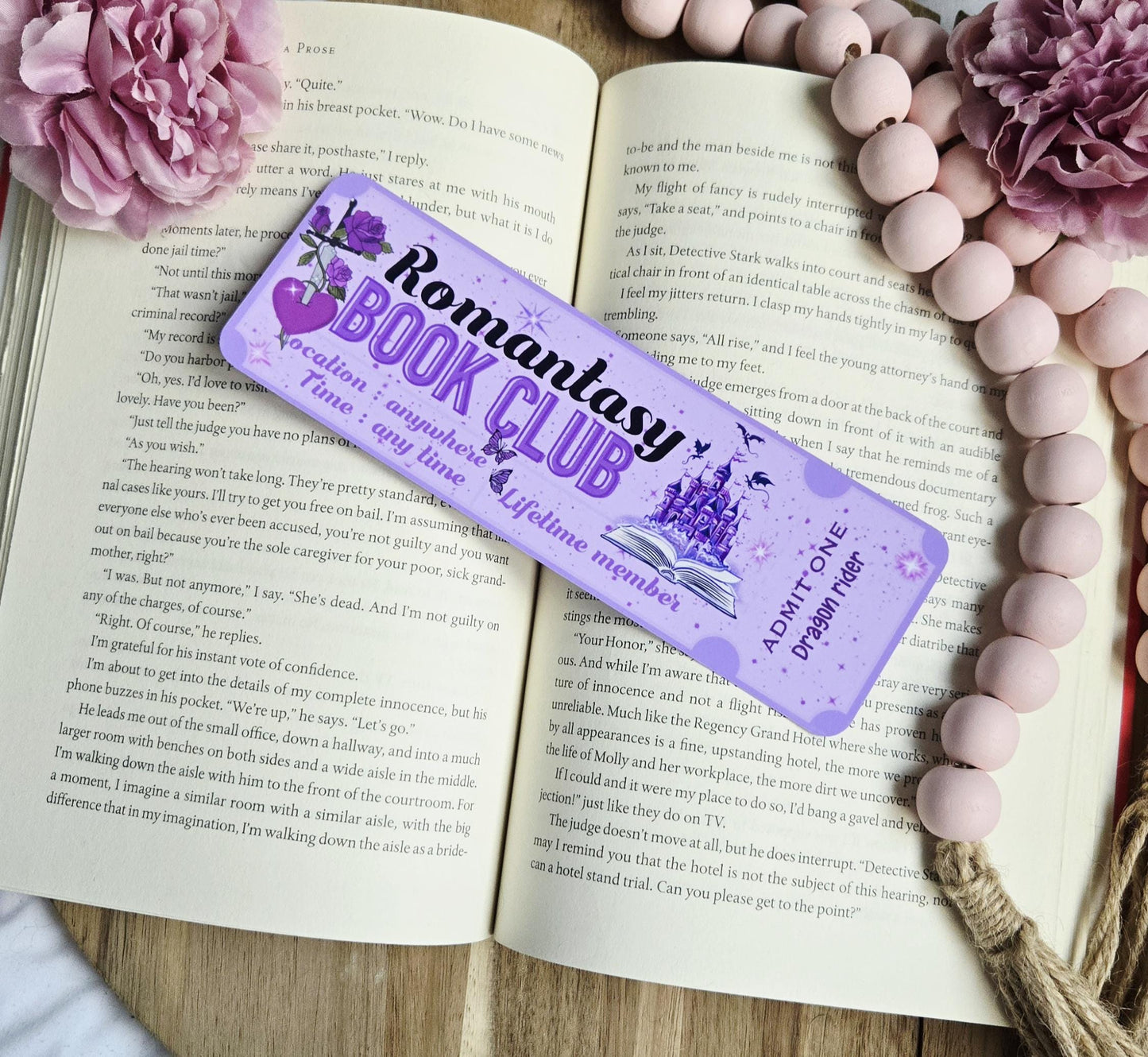 Romantasy Book Club ticket Bookmark | bookish | romance | page holder | bookish gifts | bookish merch | books | gifts | reader