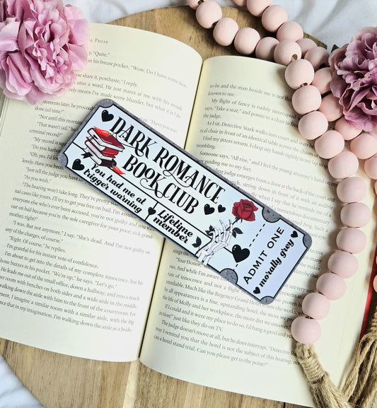Dark Romance Book Club ticket Bookmark | bookish | romance | page holder | bookish gifts | bookish merch | books | gifts | reader