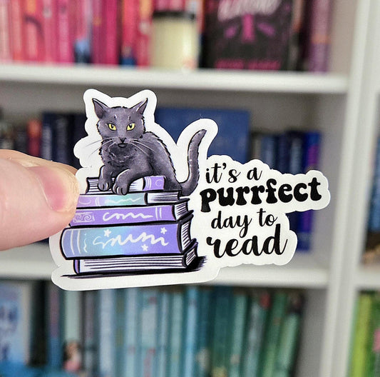 It’s a purrfect day to read - bookish stickers / booktok / book addict / whimsy / reader / water resistant | bookish gifts | kindle
