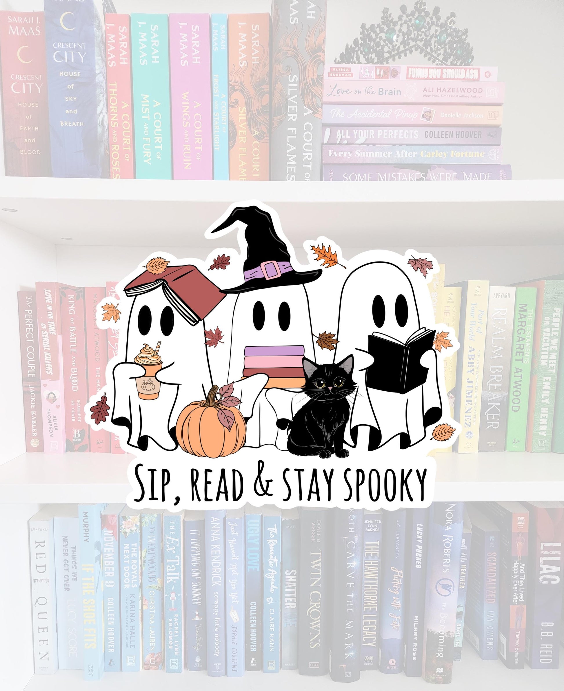 Sip, Read & Stay Spooky - bookish stickers | book addict | reader | water resistant | bookish gifts | kindle | laptop | fall stickers