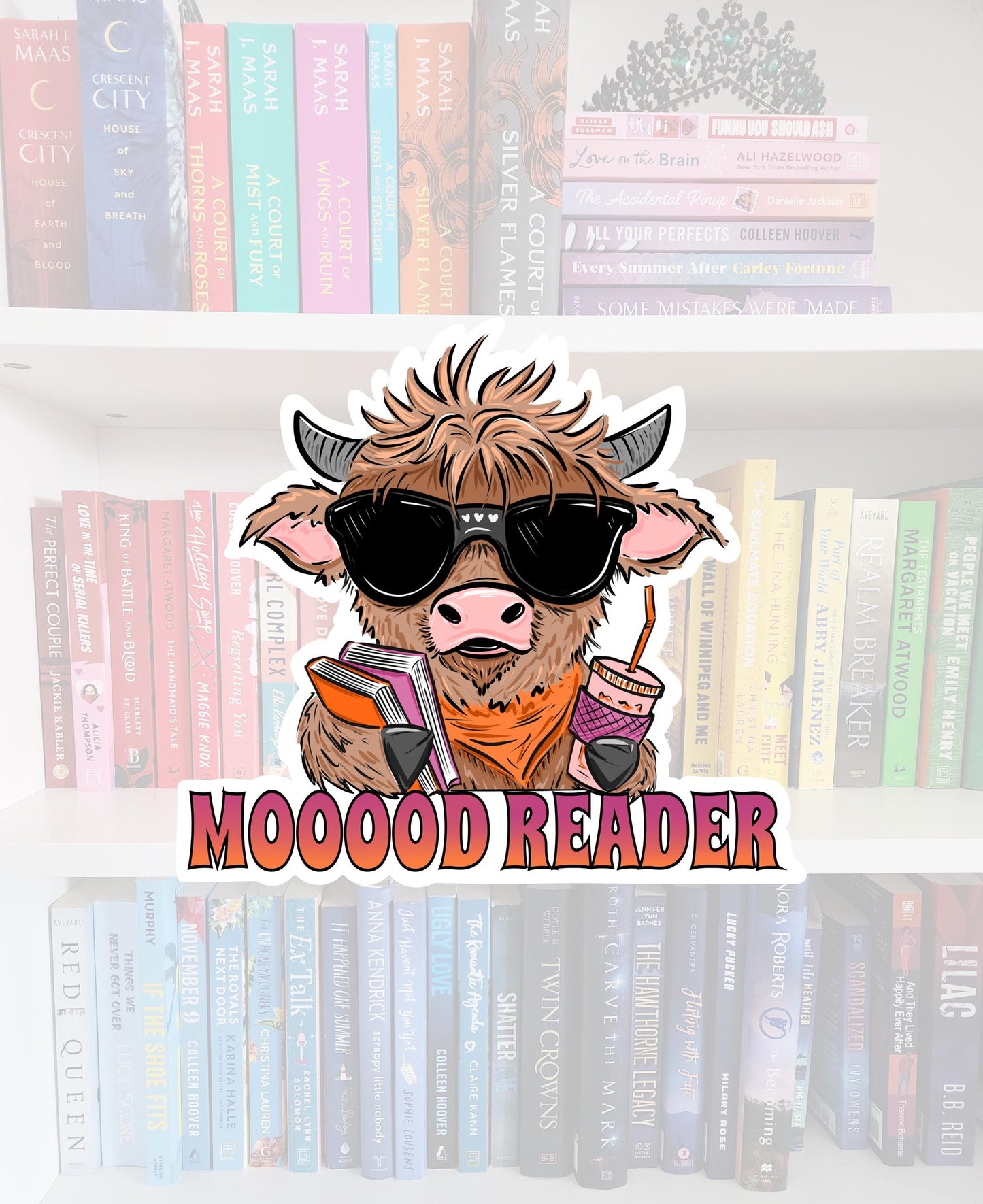 Mood Reader - bookish stickers | reader | water resistant | bookish gifts | kindle | laptop | fall stickers | books | cow