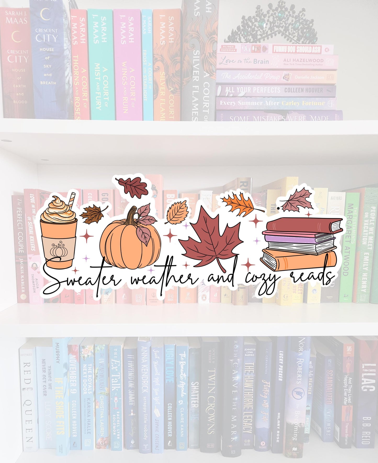 Sweater weather and Cozy Reads - bookish stickers | reader | water resistant | bookish gifts | kindle | laptop | fall stickers | books