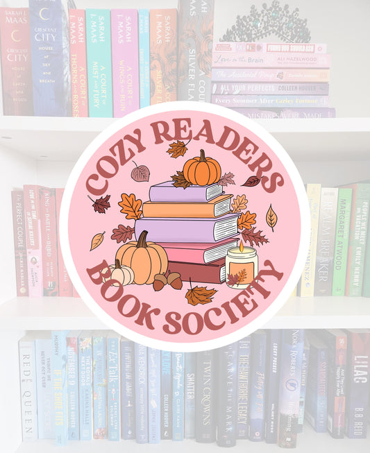 Cozy Readers Book Society - bookish stickers | reader | water resistant | bookish gifts | kindle | laptop | fall stickers | books