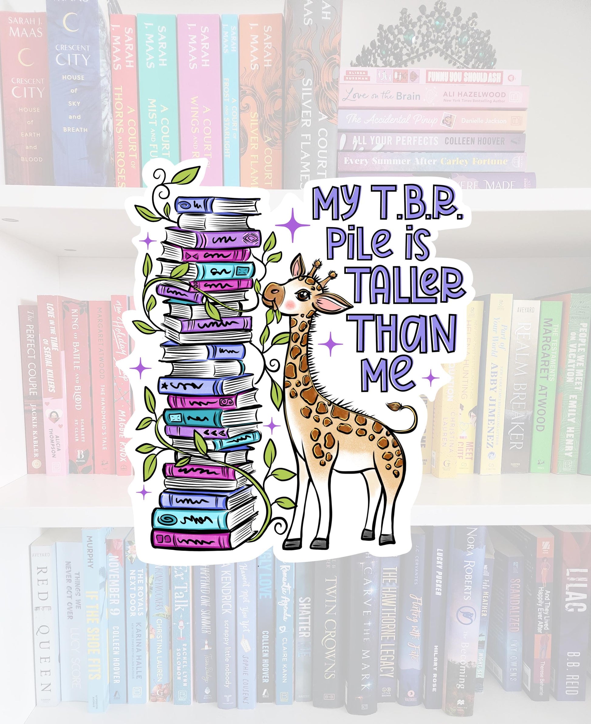 Bookish Giraffe - bookish stickers | T.B.R. | reader | water resistant | bookish gifts | kindle | laptop | fall stickers | books
