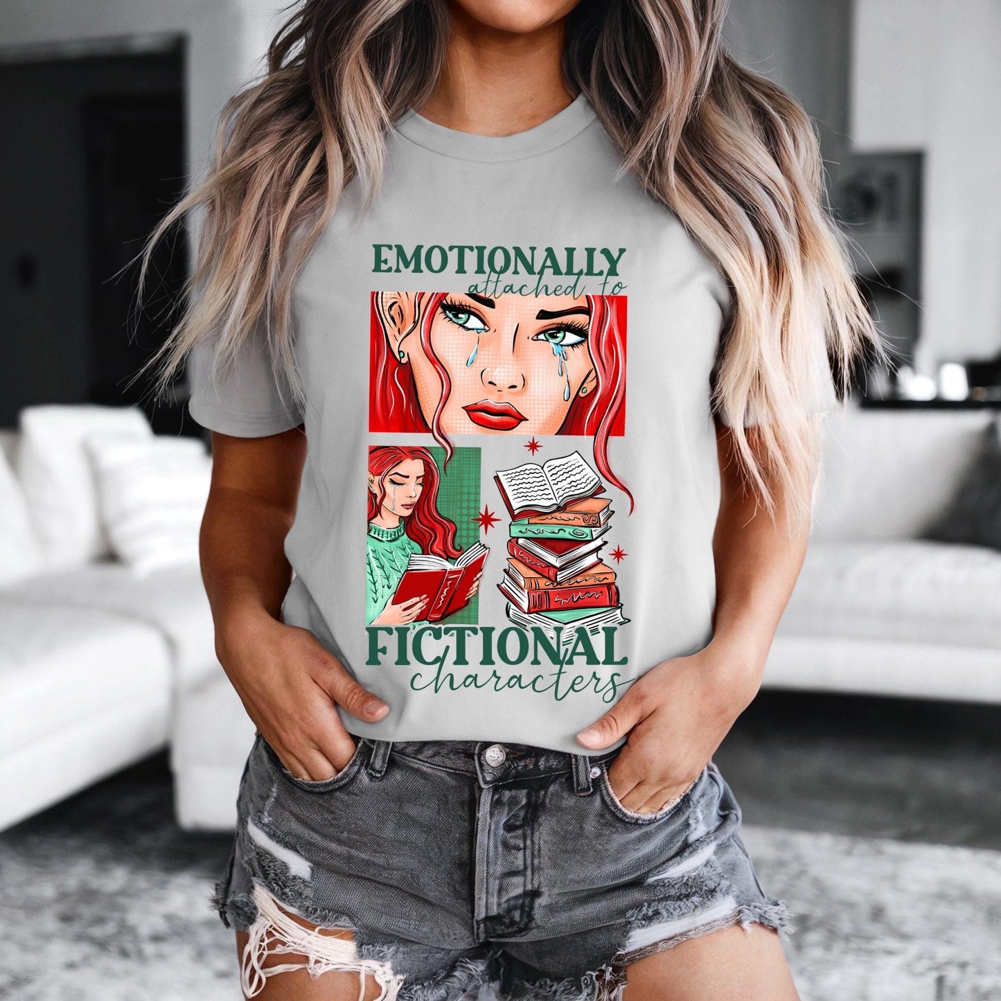 Emotional Attached to Fictional characters - Bookish Tee, Book T-shirt | bookish gifts | book merch | apparel | tshirts | gift | comic book