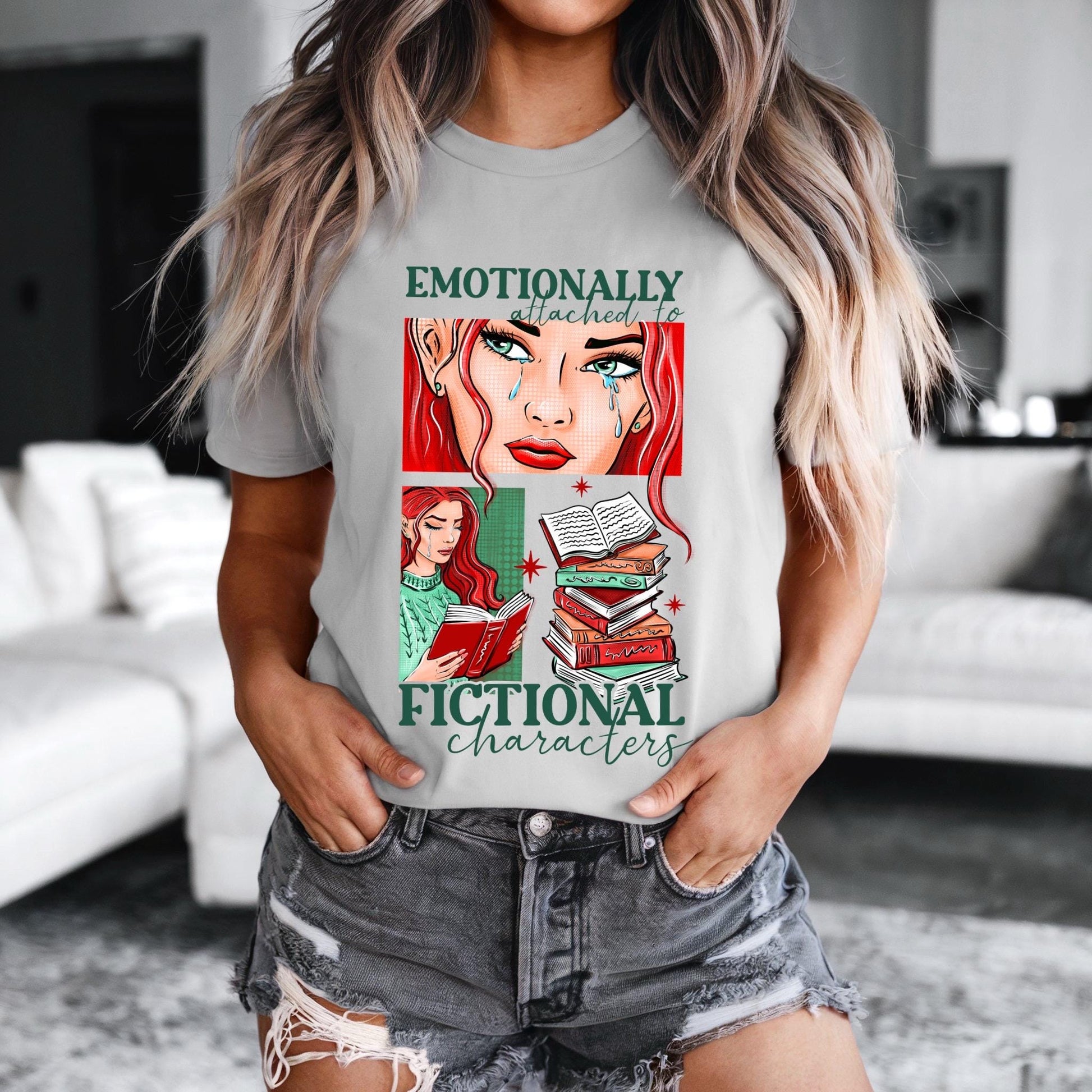 Emotional Attached to Fictional characters - Bookish Tee, Book T-shirt | bookish gifts | book merch | apparel | tshirts | gift | comic book