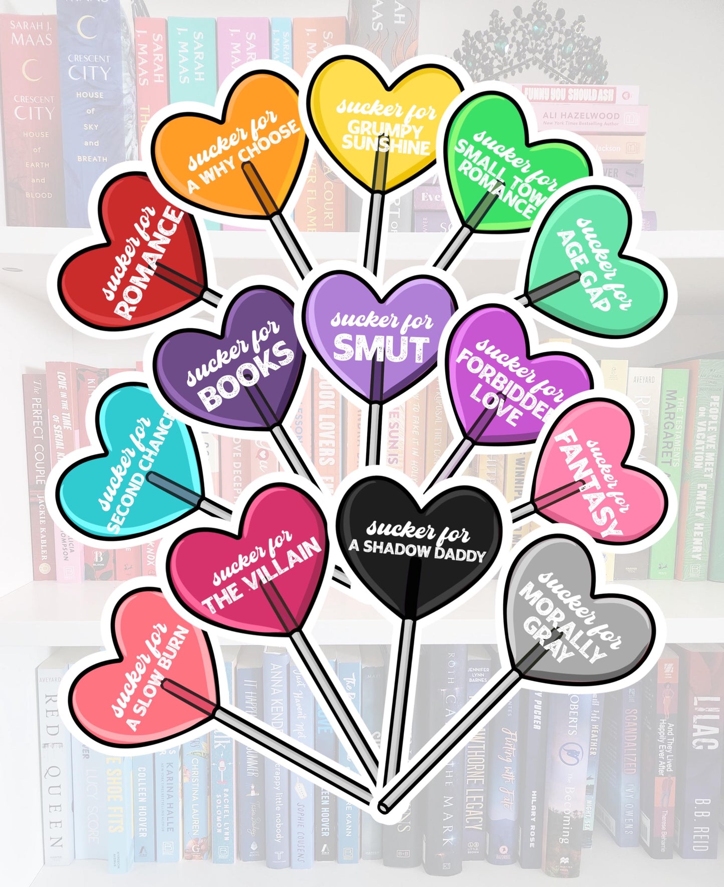 Sucker for… - bookish stickers / booktok / book addict / whimsy / reader / water resistant | bookish gifts | kindle
