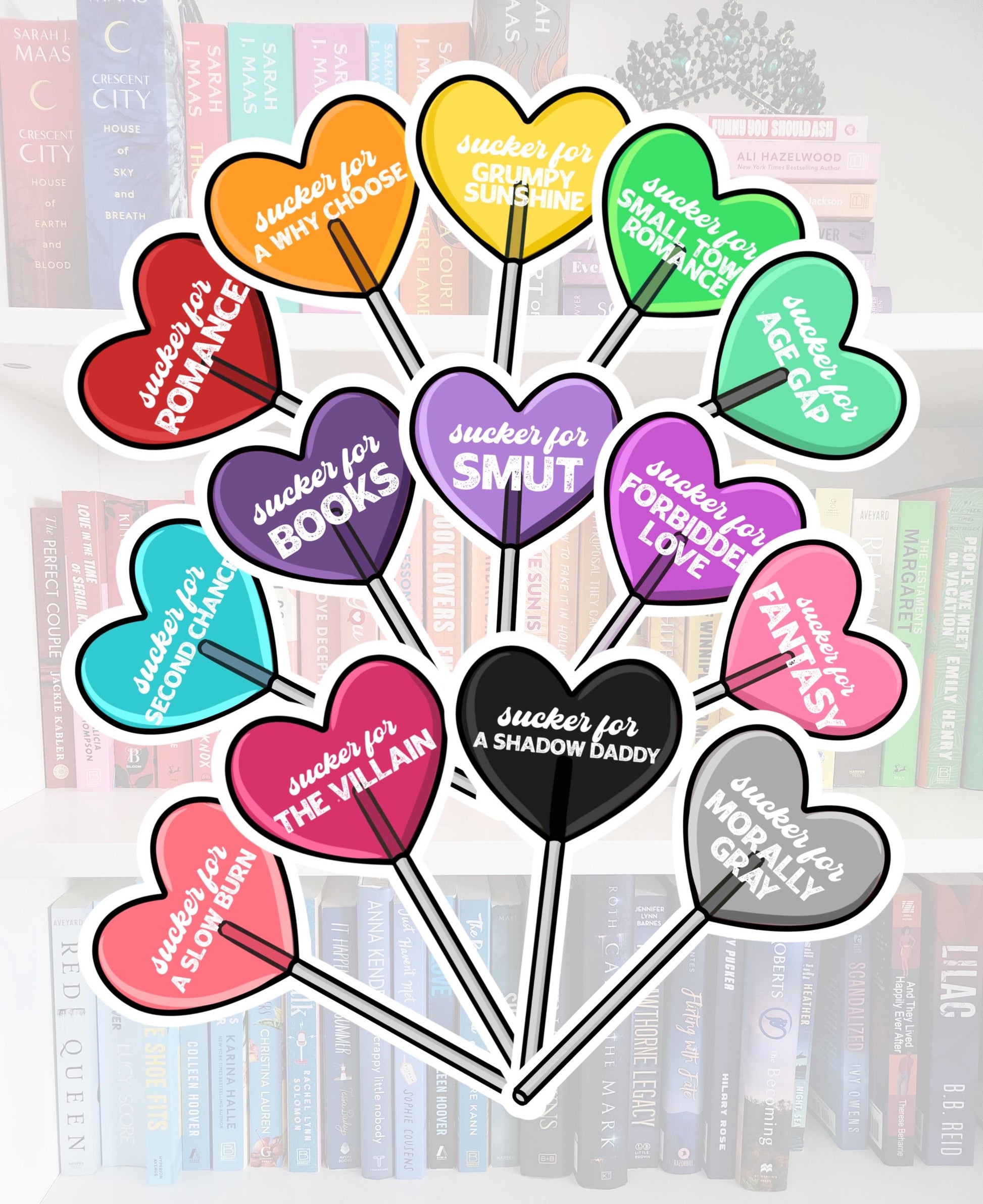 Sucker for… - bookish stickers / booktok / book addict / whimsy / reader / water resistant | bookish gifts | kindle