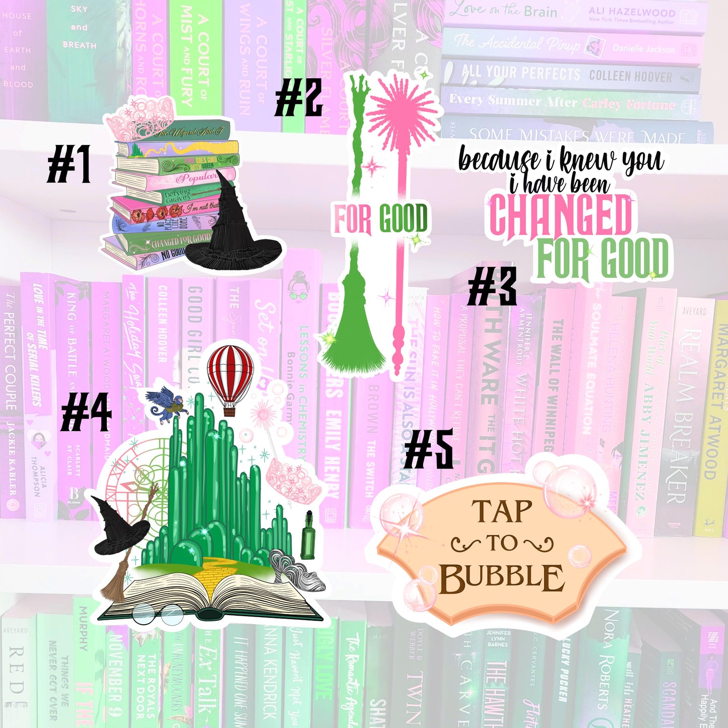 Wicked For Good Inspired Sticker Bundle | Book Lover Laptop Stickers | kindle stickers | water resistant