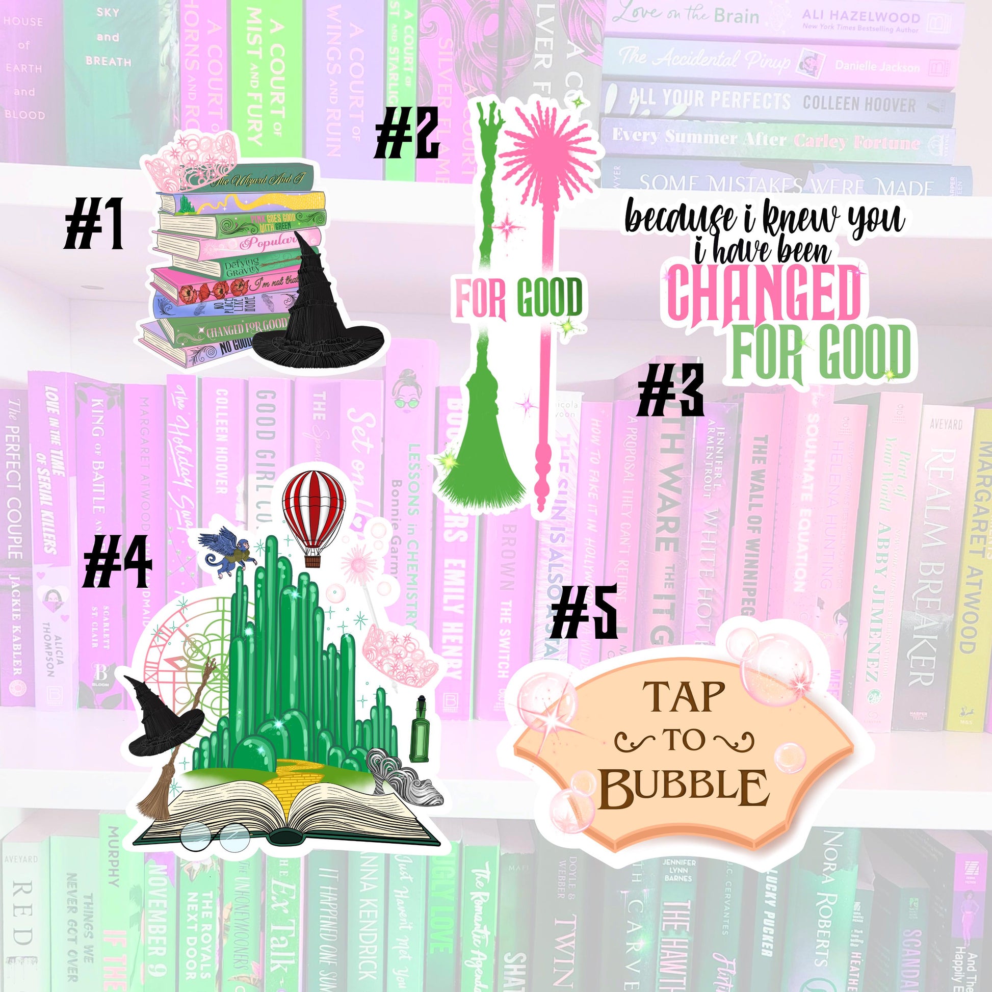 Wicked For Good Inspired Sticker Bundle | Book Lover Laptop Stickers | kindle stickers | water resistant