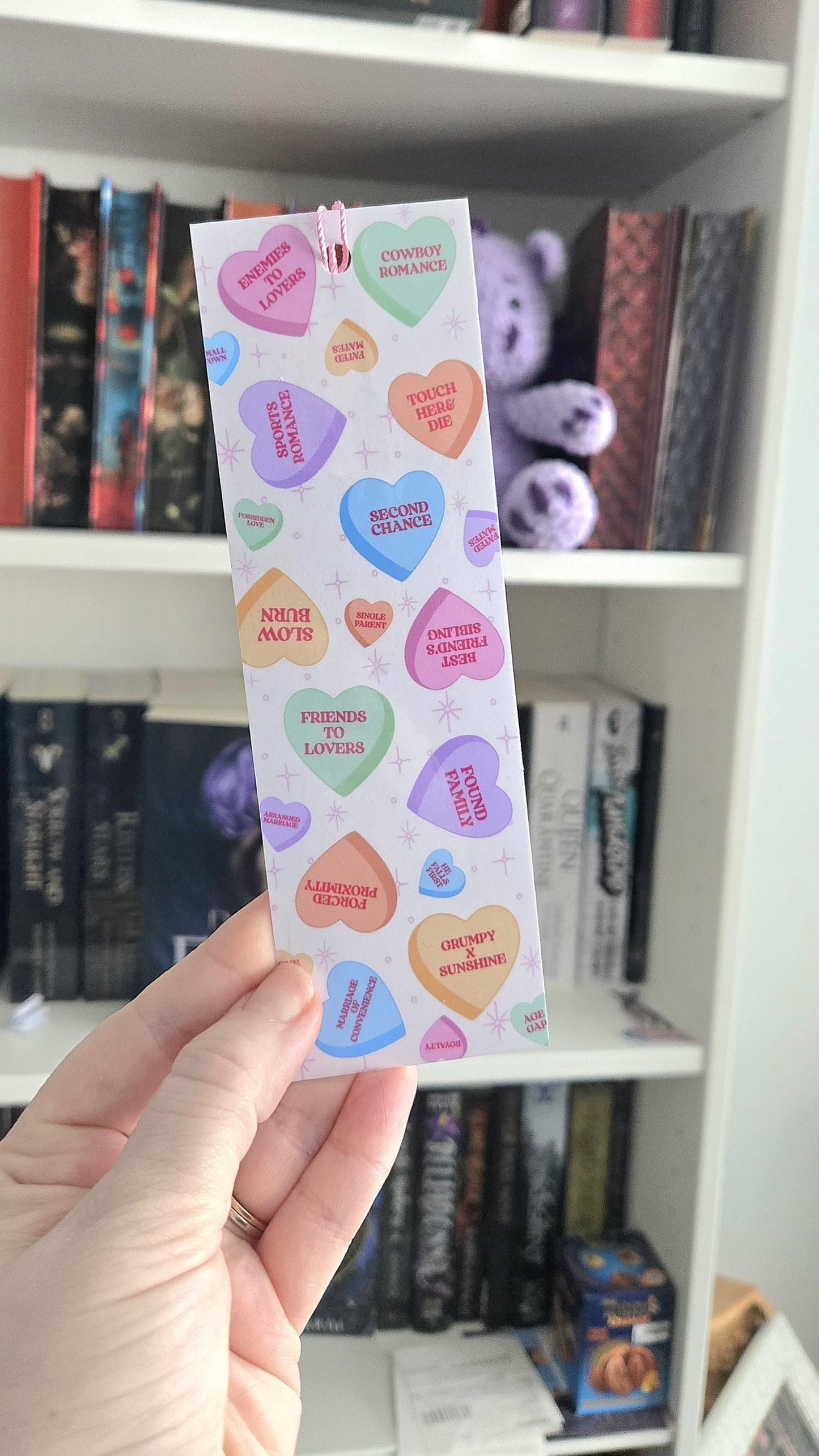 Book trope candy hearts Bookmark | bookish | romance | page holder | bookish gifts | bookish merch | books | gifts | reader